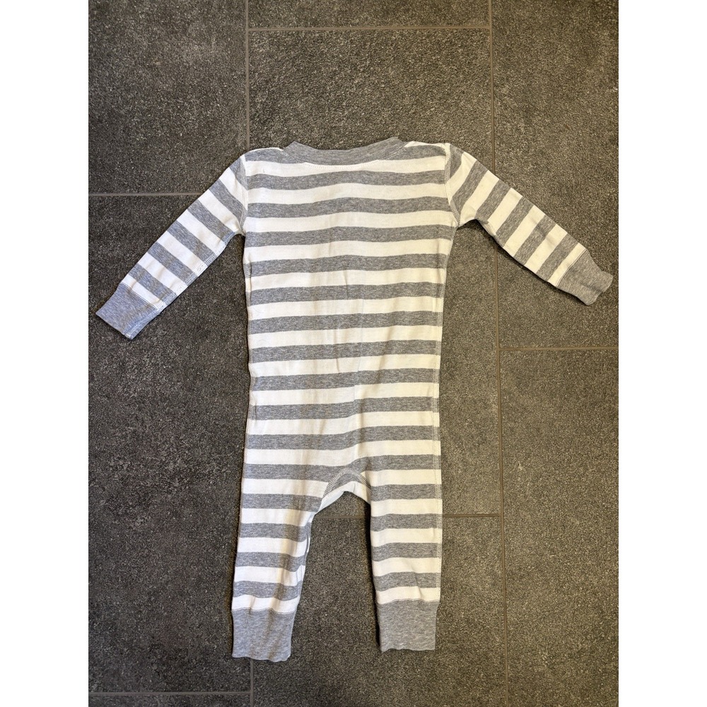 Hanna Andersson Gray Striped One Piece Organic Cotton Bodysuit 9-18 m See Pics - Picture 3 of 7